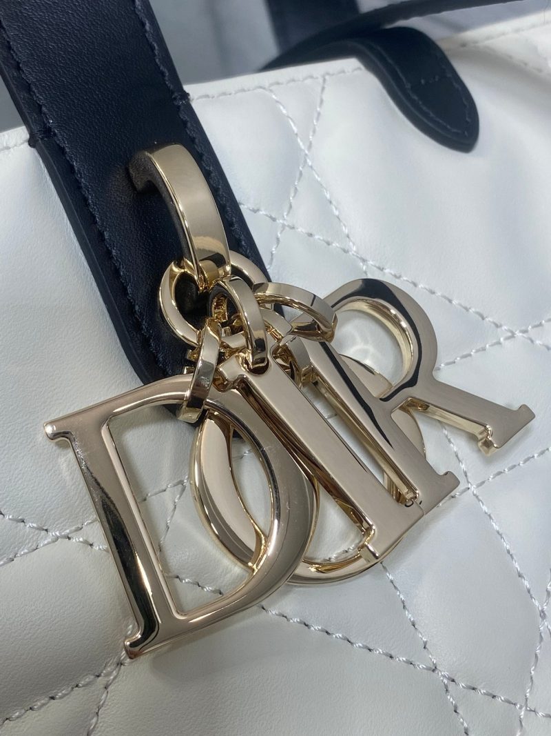 CD Small Toujours Vertical 18cm White and Black Lambskin