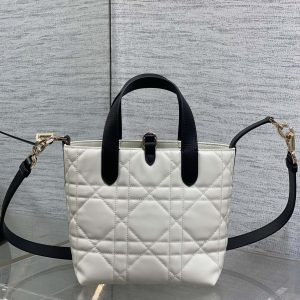 CD Small Toujours Vertical 18cm White and Black Lambskin