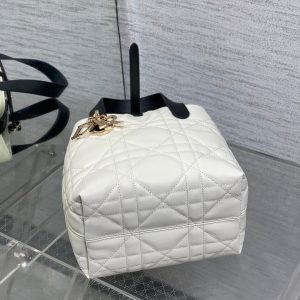 CD Small Toujours Vertical 18cm White and Black Lambskin