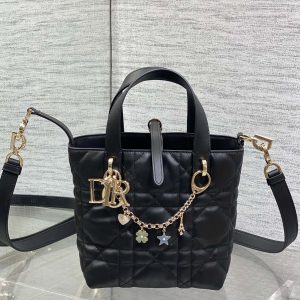 CD Toujours Vertical Small Built-In Lucky Charm Chain 18cm Black Lambskin