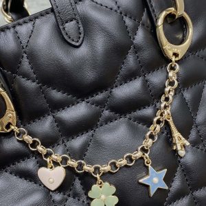 CD Toujours Vertical Small Built-In Lucky Charm Chain 18cm Black Lambskin