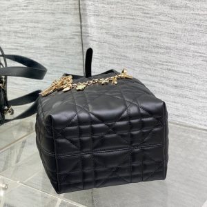 CD Toujours Vertical Small Built-In Lucky Charm Chain 18cm Black Lambskin