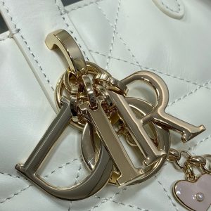 CD Toujours Vertical Small Built-In Lucky Charm Chain 18cm White Lambskin