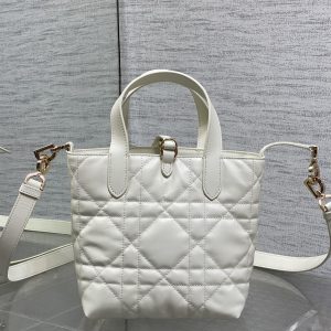 CD Toujours Vertical Small Built-In Lucky Charm Chain 18cm White Lambskin