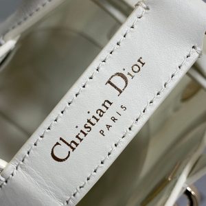 CD Toujours Vertical Small Built-In Lucky Charm Chain 18cm White Lambskin