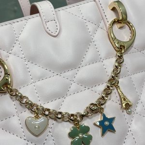 CD Toujours Vertical Small Built-In Lucky Charm Chain 18cm Pink Lambskin