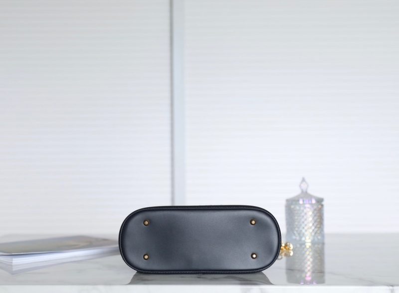 MONTAIGNE MEDIUM 24 BUCKET BAG IN BLUE OBLIQUE JACQUARD CALFSKIN