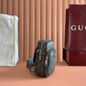 GG Ophidia GG Mini Handbag 12cm Dark Grey Supreme Canvas