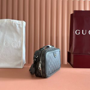 GG Ophidia Small Shoulder Bag 24cm Dark Grey GG Supreme Canvas