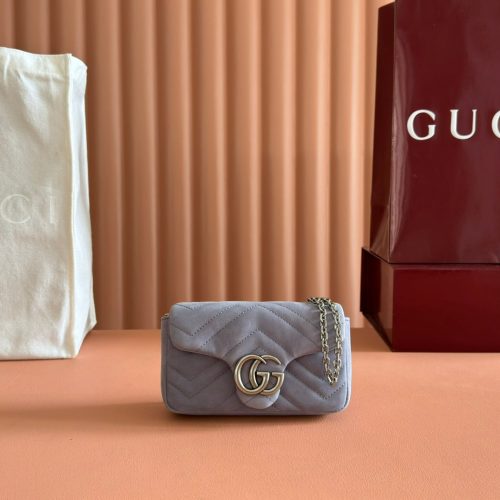 GG Marmont Double-G 16.5cm Gray Suede