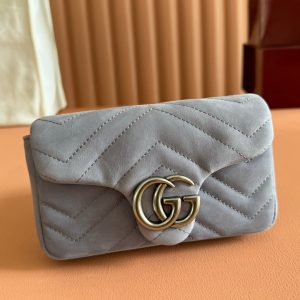 13406567472686058 GG Marmont Double-G 16.5cm Gray Suede