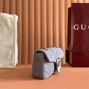 13406567493864450 GG Marmont Double-G 26cm Gray Suede