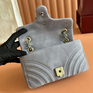 13406567520456411 GG Marmont Double-G 22cm Gray Suede