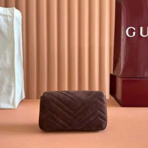 13406567539977465 GG Marmont Double-G 16.5cm Matte Brown Suede