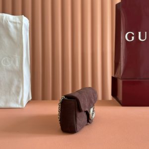 13406567541356667 GG Marmont Double-G 16.5cm Matte Brown Suede