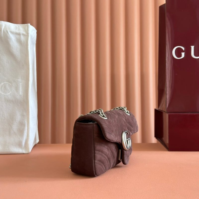 13406567573469533 GG Marmont Double-G 22cm Matte Brown Suede