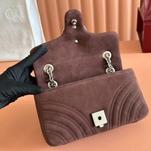 13406567578370246 GG Marmont Double-G 22cm Matte Brown Suede