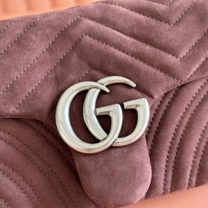 13406567599799567 GG Marmont Double-G 26cm Matte Brown Suede