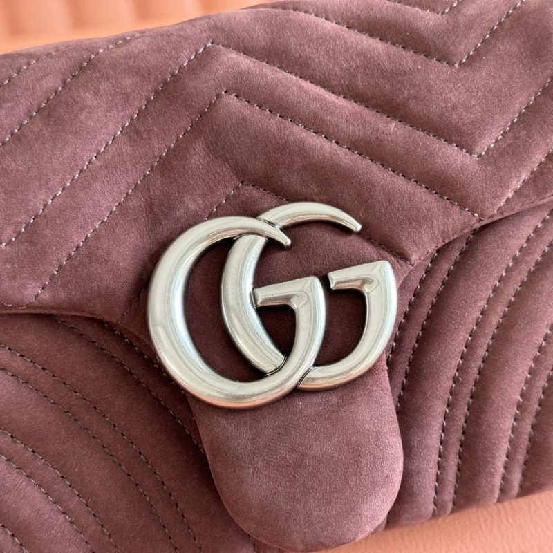 13406567599799567 GG Marmont Double-G 26cm Matte Brown Suede