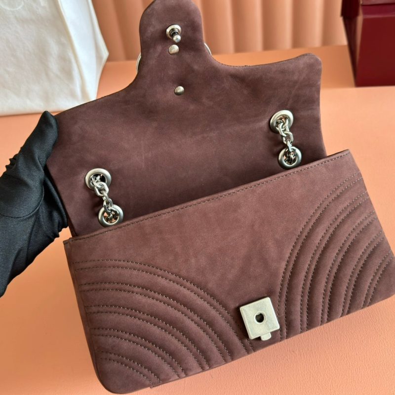 13406567602186306 GG Marmont Double-G 26cm Matte Brown Suede