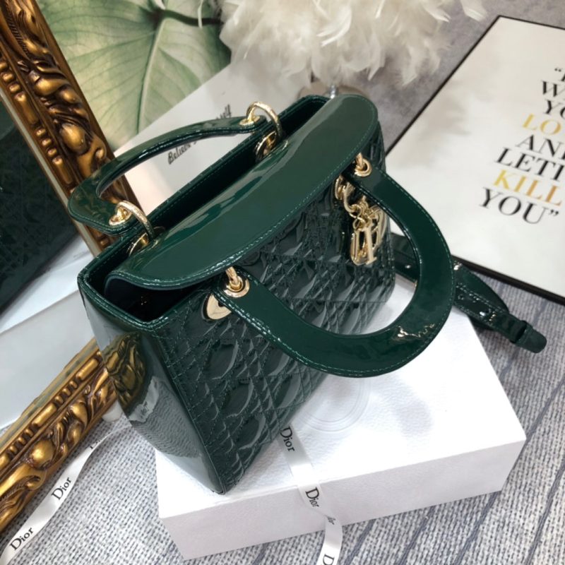 medium lady 24 blue green patent calfskin