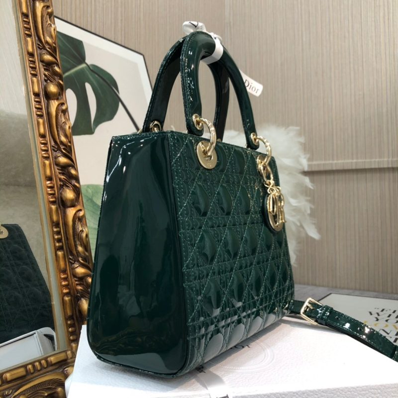 medium lady 24 blue green patent calfskin