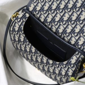 20200614_i1592074598_2177_7_jpg MEDIUM CD BOBBY 22CM BLUE OBLIQUE EMBROIDEDERED CANVAS GOLD HARDWARE