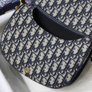 20200614_i1592074598_3000_6_jpg MEDIUM CD BOBBY 22CM BLUE OBLIQUE EMBROIDEDERED CANVAS GOLD HARDWARE