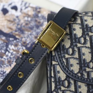 20200614_i1592074598_780_8_jpg MEDIUM CD BOBBY 22CM BLUE OBLIQUE EMBROIDEDERED CANVAS GOLD HARDWARE