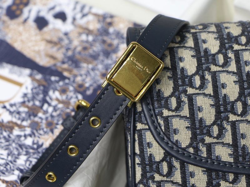 20200614_i1592074598_780_8_jpg MEDIUM CD BOBBY 22CM BLUE OBLIQUE EMBROIDEDERED CANVAS GOLD HARDWARE