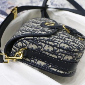 20200614_i1592074598_9665_4_jpg MEDIUM CD BOBBY 22CM BLUE OBLIQUE EMBROIDEDERED CANVAS GOLD HARDWARE