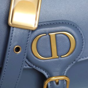 MEDIUM CD BOBBY 22CM BLUE CALFSKIN GOLD HARDWARE