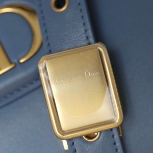 MEDIUM CD BOBBY 22CM BLUE CALFSKIN GOLD HARDWARE