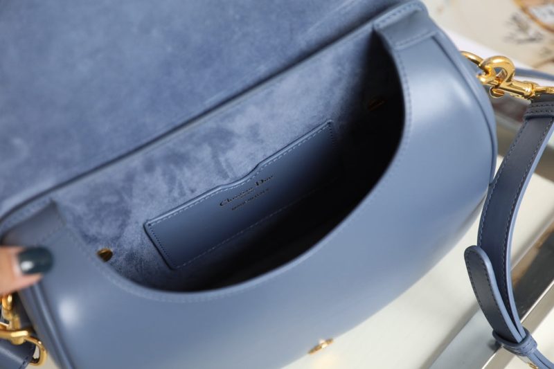 MEDIUM CD BOBBY 22CM BLUE CALFSKIN GOLD HARDWARE