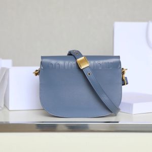 MEDIUM CD BOBBY 22CM BLUE CALFSKIN GOLD HARDWARE