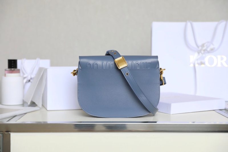 MEDIUM CD BOBBY 22CM BLUE CALFSKIN GOLD HARDWARE