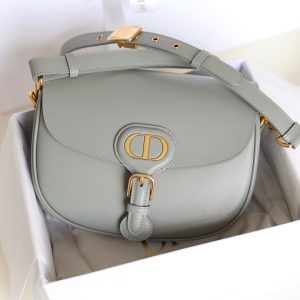 MEDIUM CD BOBBY 22CM DARK GREY CALFSKIN GOLD HARDWARE