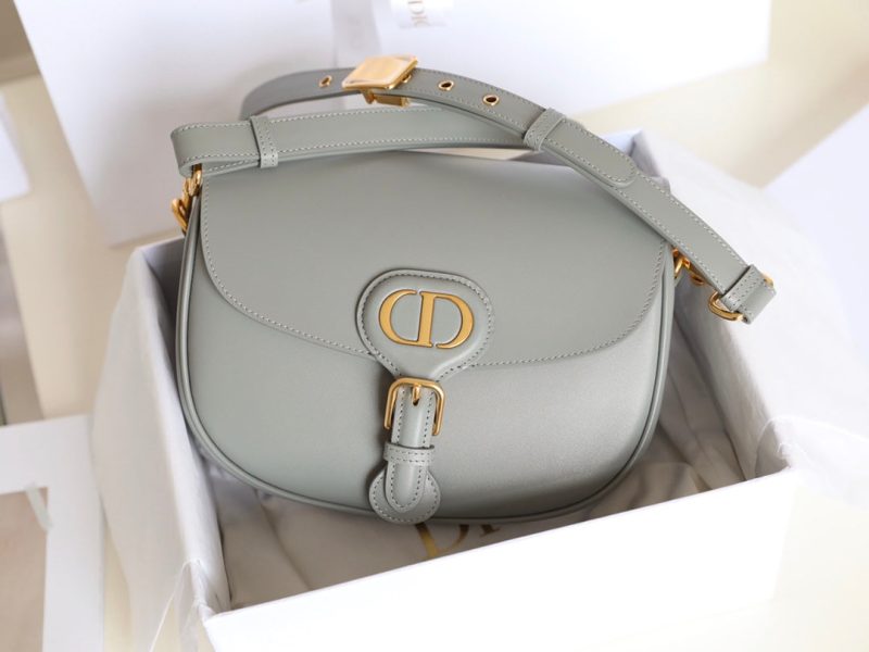 MEDIUM CD BOBBY 22CM DARK GREY CALFSKIN GOLD HARDWARE