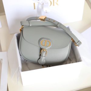 MEDIUM CD BOBBY 22CM DARK GREY CALFSKIN GOLD HARDWARE