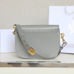 MEDIUM CD BOBBY 22CM DARK GREY CALFSKIN GOLD HARDWARE