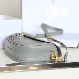 MEDIUM CD BOBBY 22CM DARK GREY CALFSKIN GOLD HARDWARE