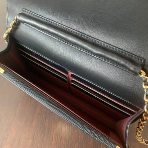 WOC 19CM BLACK LAMBSKIN GOLD HARDWARE