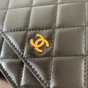 WOC 19CM BLACK LAMBSKIN GOLD HARDWARE