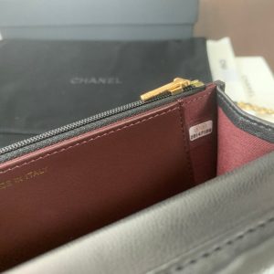 WOC 19CM BLACK LAMBSKIN GOLD HARDWARE