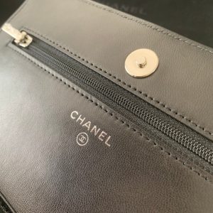 WOC 19CM BLACK LAMBSKIN SILVER HARDWARE