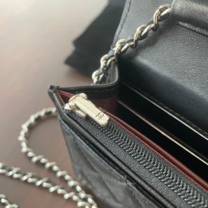 WOC 19CM BLACK LAMBSKIN SILVER HARDWARE