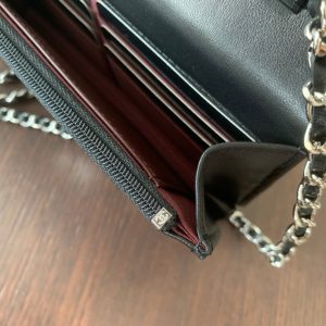 WOC 19CM BLACK LAMBSKIN SILVER HARDWARE