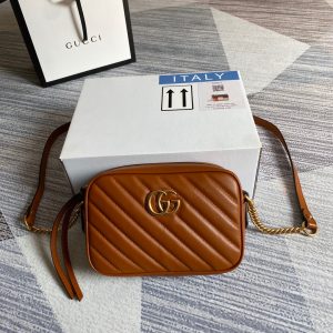 gg marmont mini 18cm zip top brown calfskin gold hardware