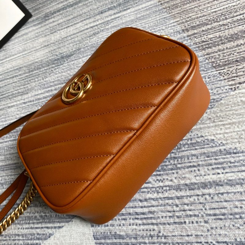 gg marmont mini 18cm zip top brown calfskin gold hardware