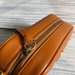 gg marmont mini 18cm zip top brown calfskin gold hardware